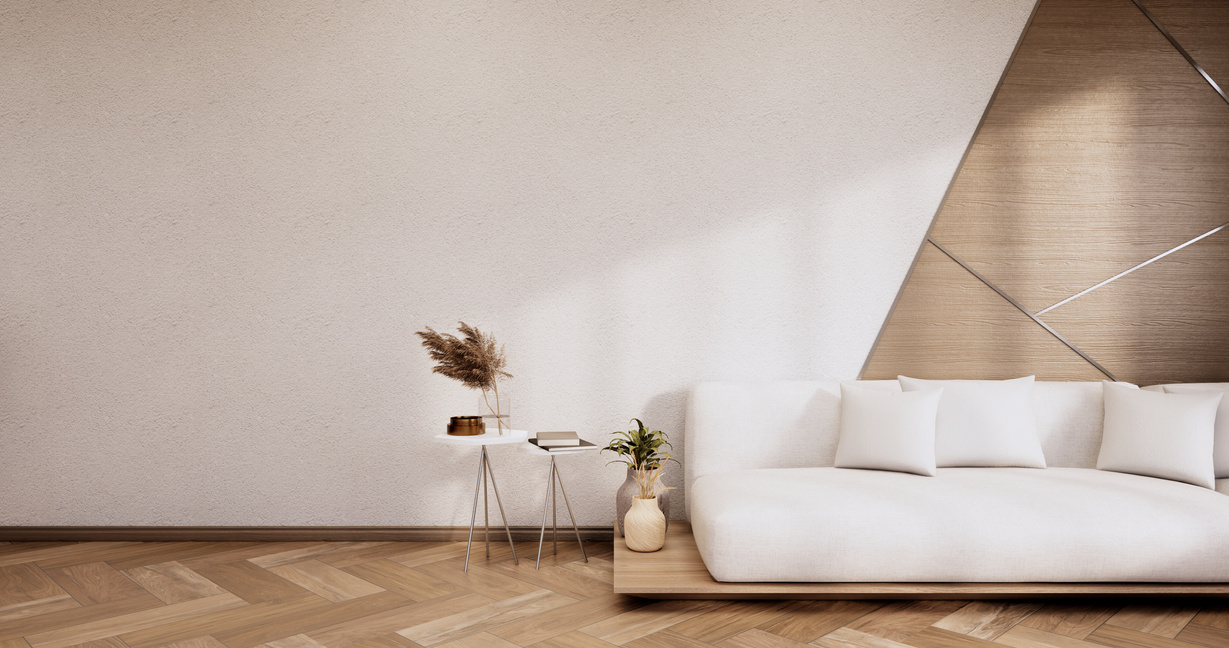 Minimalist Interior ,Sofa Furniture and Plants, Modern Room Desi